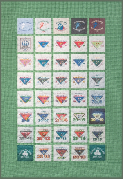 Charles Harris Blocky - This was an annual race held.  We received photos from a family member that the organizer created.  We edited and then printed the photos on fabric for quilting.  The wider outer border was to get the overall quilt to a size that the customer wanted.