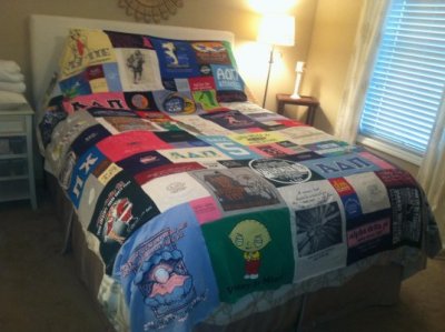 Nancy's T-Shirt Quilt Before Quilting